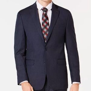 Calvin Klein Men's Navy Pinstripe Two-Button Suit Jacket